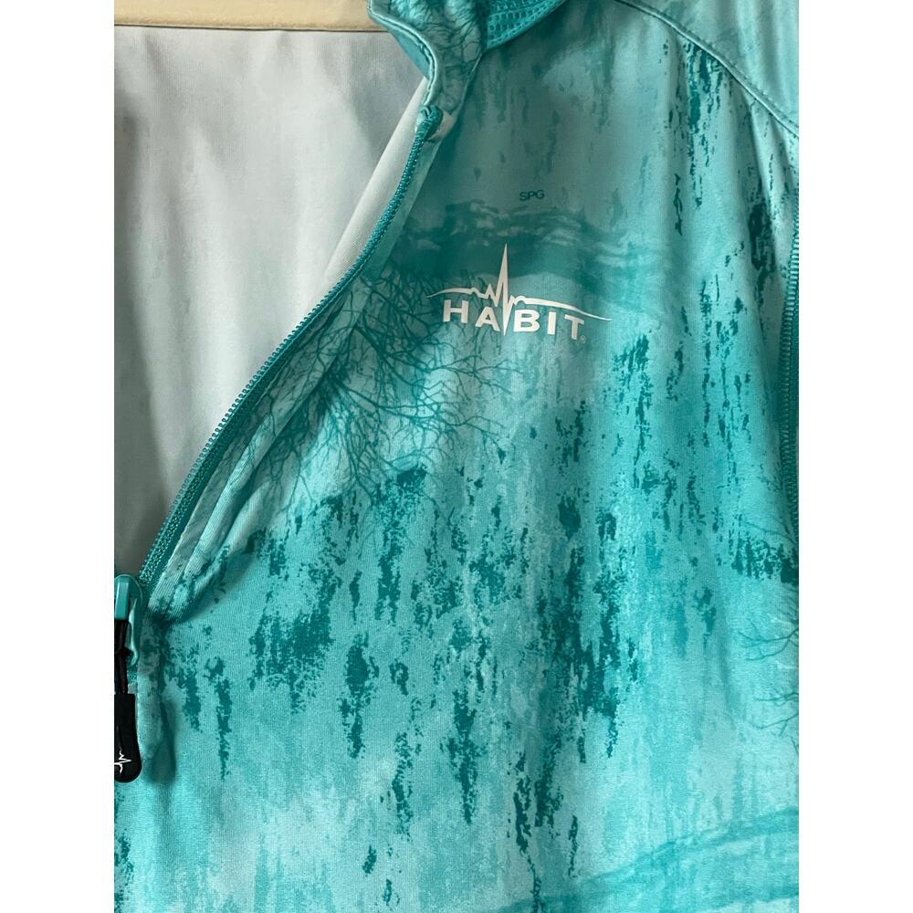 Habit Men’s Hooded Teal Realtree fishing pattern Jacket Medium - Picture 2 of 11